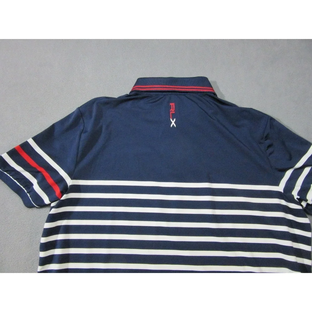 RLX Ryder Cup Shirt Polo Mens Large Blue White Striped Ralph Golf Performance
